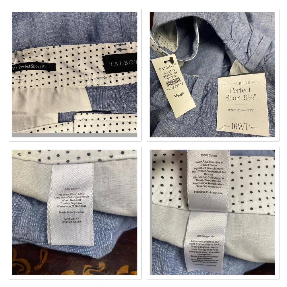 Talbots Perfect Short 9.5 Blue Chambray Cotton Shorts Preppy Coastal 16 WP NEW